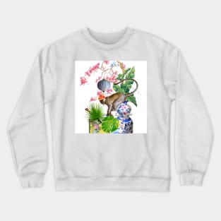 Painting monkey chinoiserie Crewneck Sweatshirt